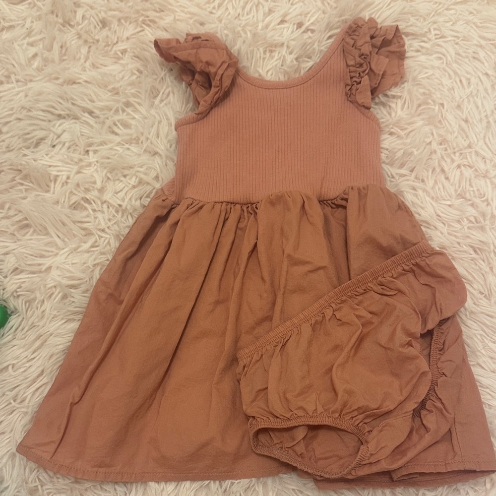 Janie and Jack Ruffled Dress in Tan